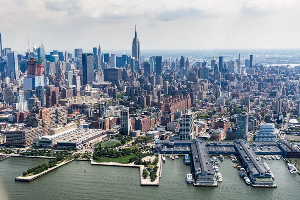 Views of  Manhattan from a helicopter in New York