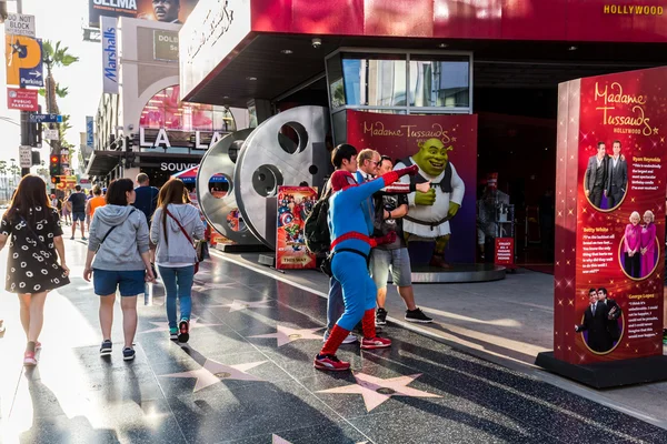 Views of the Walk of Fame and the Buildings at the Hollywood Boulevard