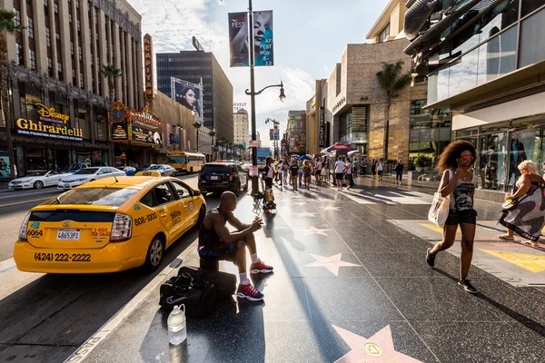 Views of the Walk of Fame and the Buildings at the Hollywood Boulevard