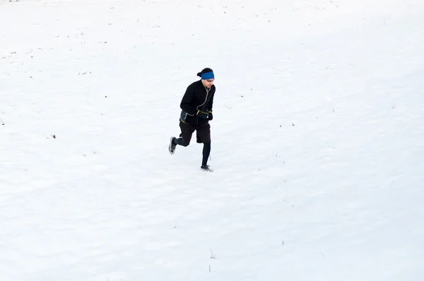 Man running on the snow