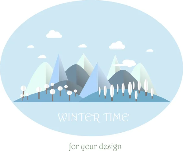 Series four seasons. Mountain landscape in winter time. Modern flat design