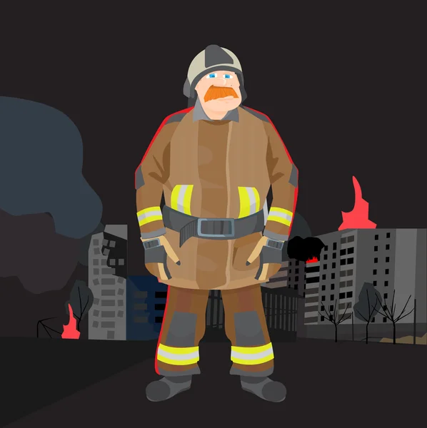 Firefighter vector illustration. Fire man vector. The profession of firefighter