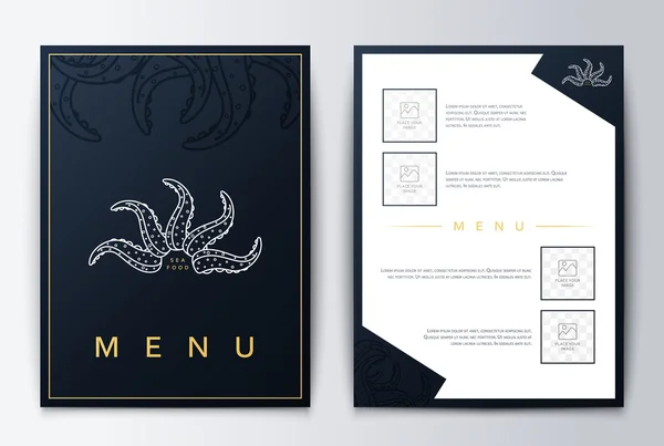 Design cover menu. Food flyer brochure. Sea restaurant menu design.
