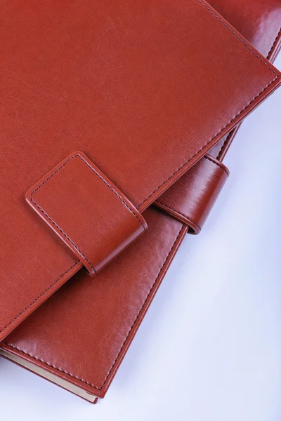 Leather luxury diaries on white background