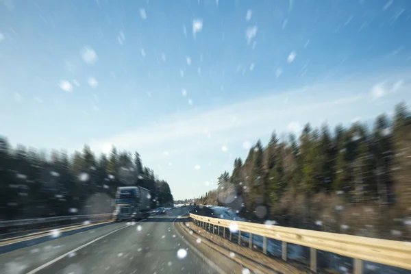 Winter road. Motion blur