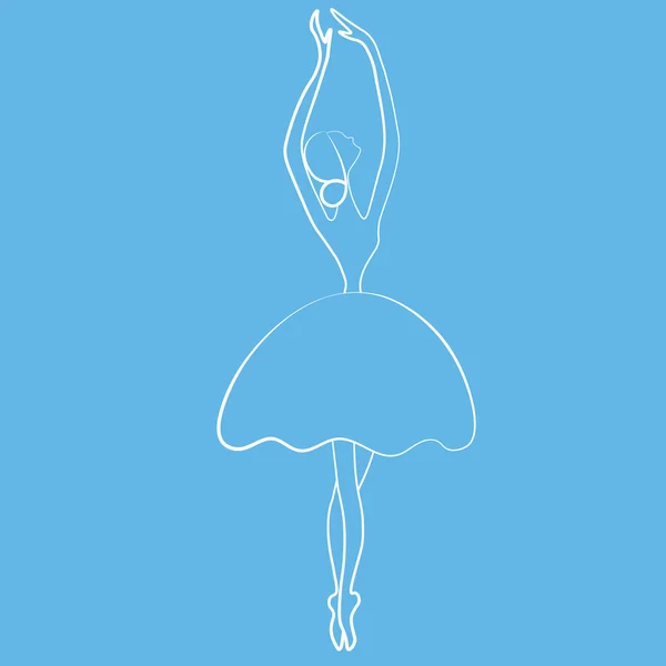 Vector illustrations of ballet icon isolated on blue background. Ballet women icon. Ballet stylized symbol. Dance icon. Ballerina in dance silhouettes