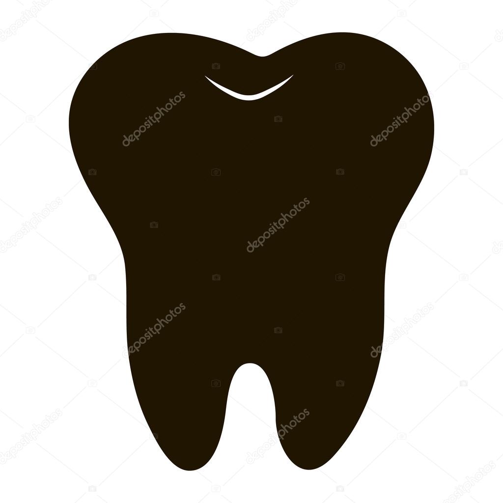 Simple Cartoon Tooth White Silhouette On A Blue Background Teeth Vector Illustration Icon