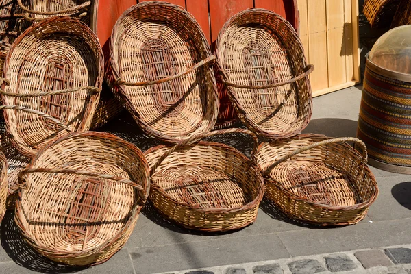 Straw baskets on a street