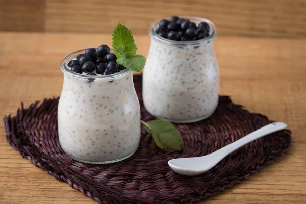 Healthy breakfast or morning snack with chia seeds vanilla puddi