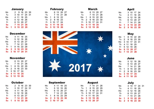 Calendar with Australian flag