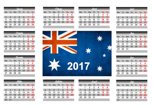 Calendar with Australian flag
