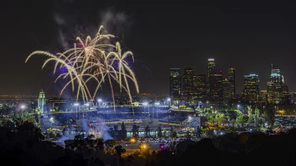 Beautiful fireworks over the famous Dodger Stadium