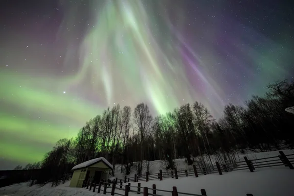 House, Aurora, night sky at alaska, fairbanks