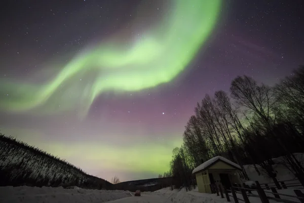 House, Aurora, night sky at alaska, fairbanks