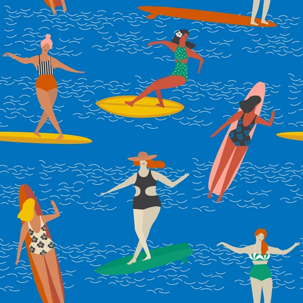 Art deco beach surfing poster in vector