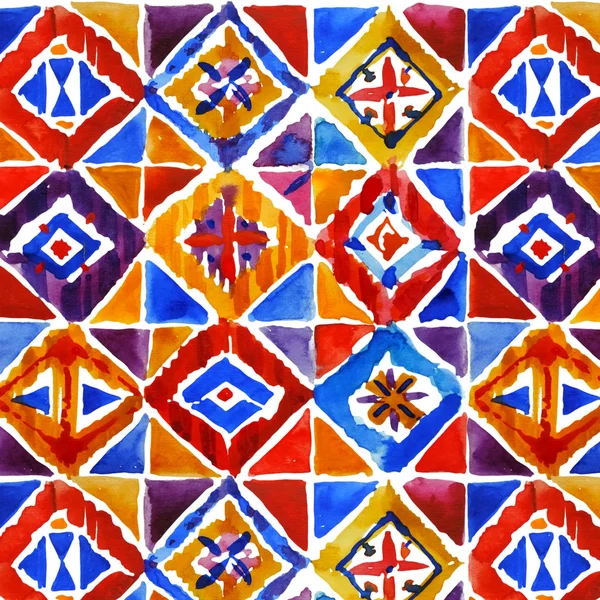 Watercolor ikat mosaic pattern.
