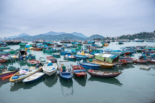 HONG KONG,CHINA-MAR 10,2016:Crowded fishing harbor in Cheung Chau, Cheung Chau is an island in Hong Kong, Which attracts thousands of local and overseas tourists every year