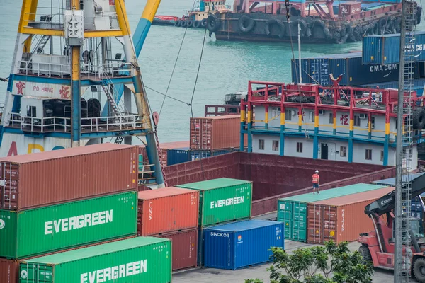 HONG KONG-MAY 10,2016:The container is loaded / unloaded at Kwai Tsing Container Terminals is the main port facilities in the Channel between Kwai Chung and Tsing Yi Island, Hong Kong on MAY 10,2016