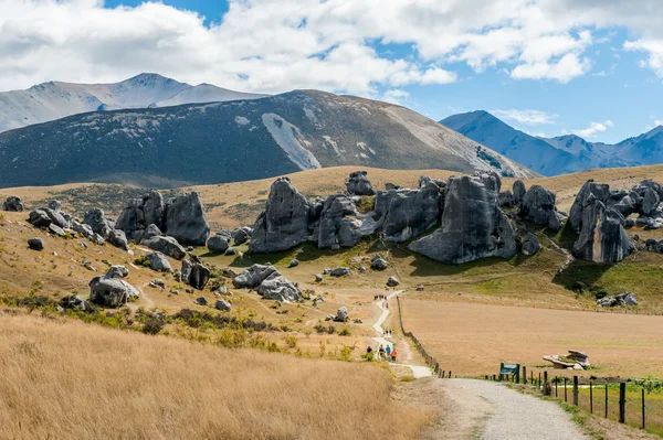 Weird landscape of Castle Hill in Southern Alps, Arthur\'s Pass, South Island of New Zealand