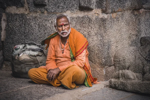 Hindu sadhu holy man in orange robe