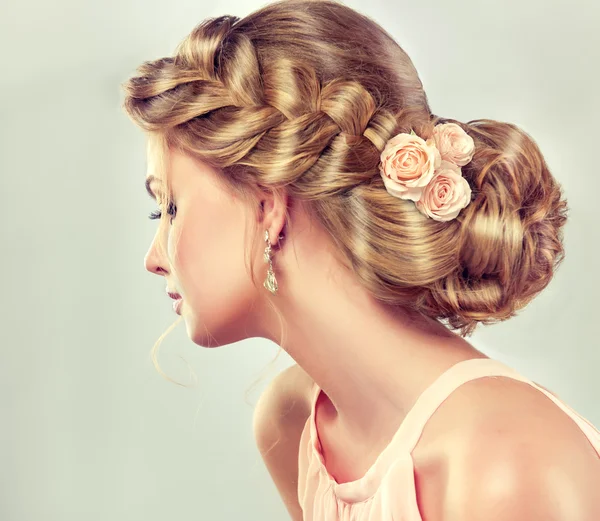 Blond woman with with fashion braid