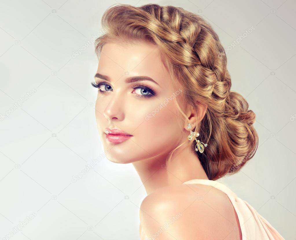 Blond woman with with fashion braid — Stock Photo