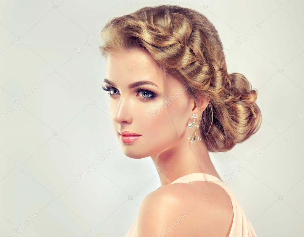 Blond woman with with fashion braid — Stock Photo