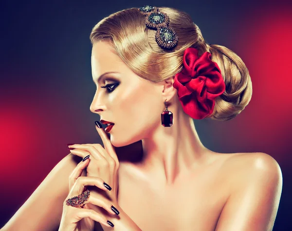 blond woman with fashion make-up