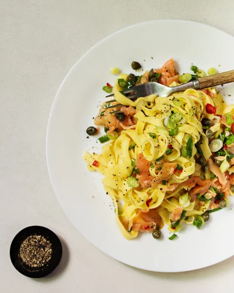 Healthy and Light Salmon Pasta