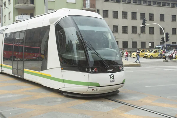 Medellin - Colombia on May 26, 2016. The tram Medellin is a means of transport railway, urban electric passenger and operating in the city of Medellin. It consists of a 4.3 km light rail line.