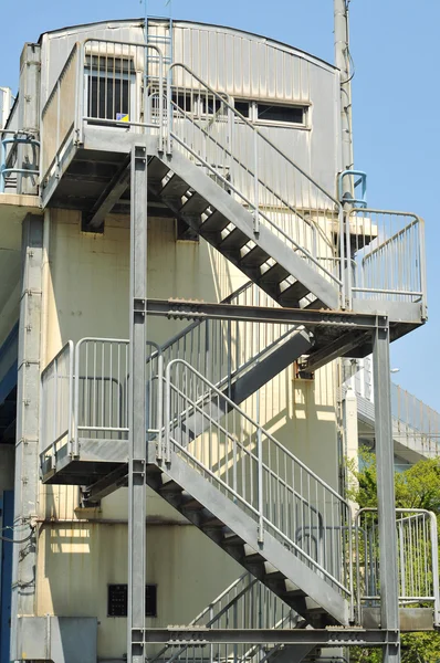 Metal fire stairs on building