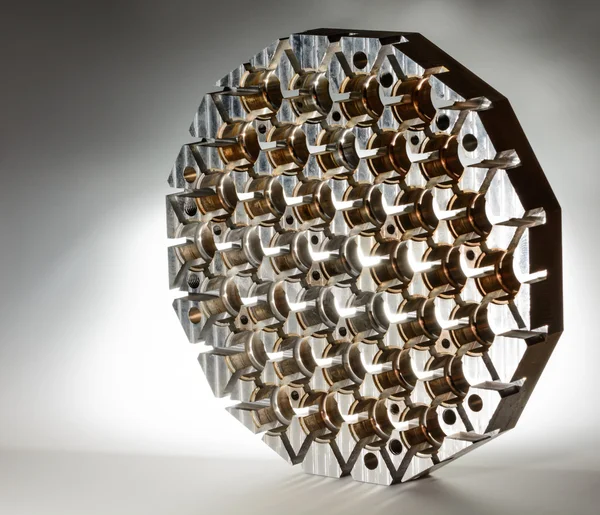Complex metal piece with drilling and milling with standard illumination