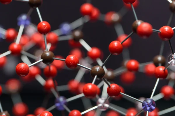 Molecular, DNA and atom model in science research lab