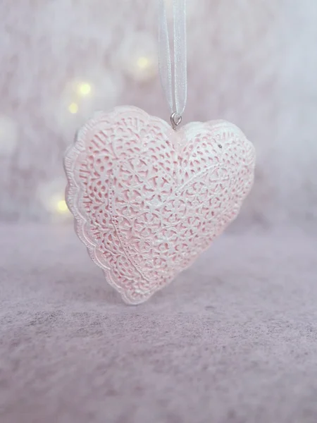 Pale pink lace heart decoration effect