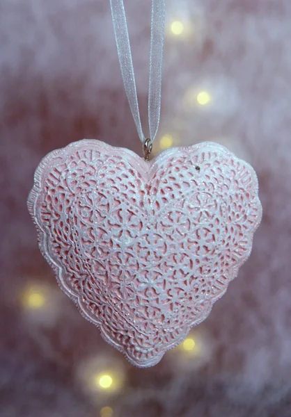 Pale pink lace heart decoration effect