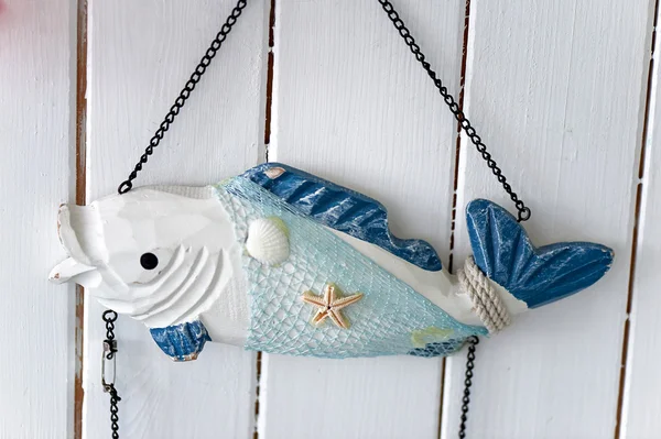 Interior decoration Mediterranean marine style in the form of a fish in blue and white