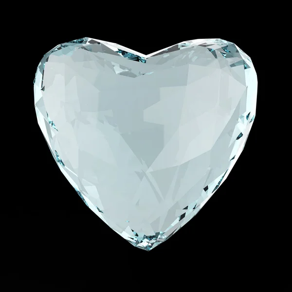 Beautiful low poly white crystal heart isolated on black background. Valentines day concept  render