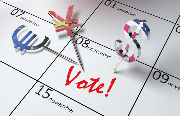 3D illustration of a calendar showing the day of elections in USA