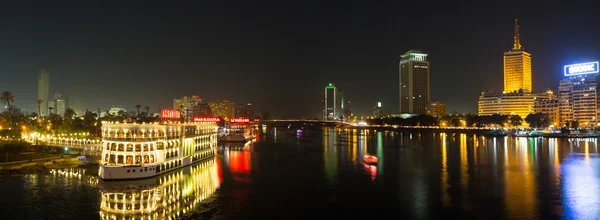 Central Cairo and Nile river at night