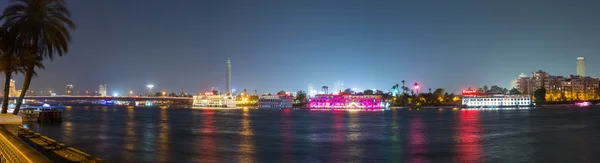 Central Cairo Nile river night panoramic