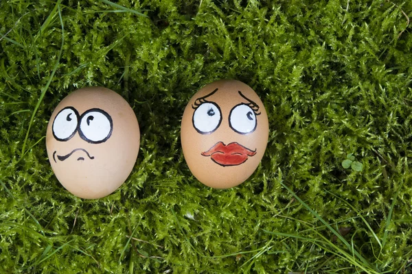 Dispute woman and man egg face