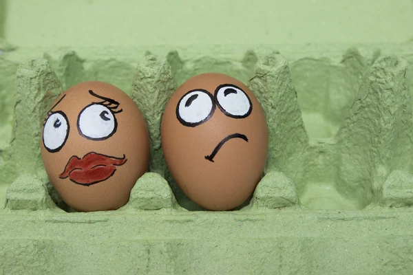 Dispute woman and man egg face