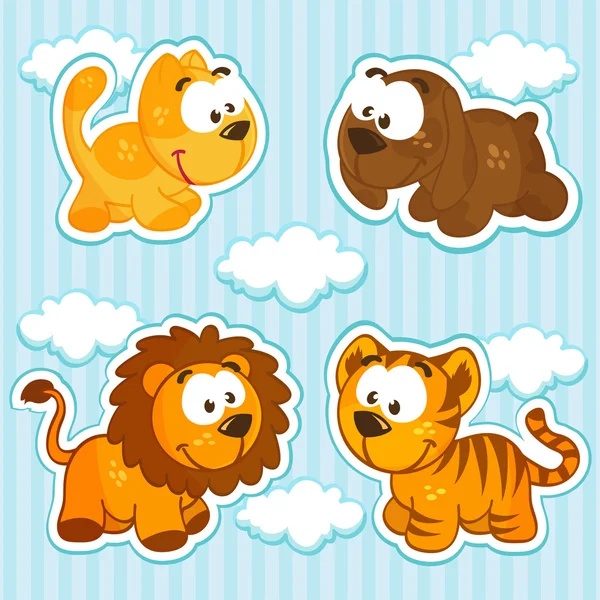 Set of icons with wild and pet animals
