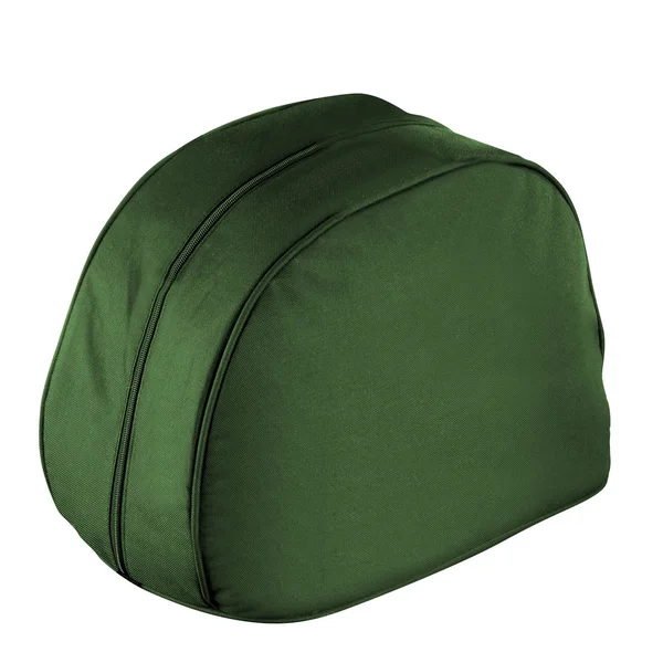 A green bag or case on a white background