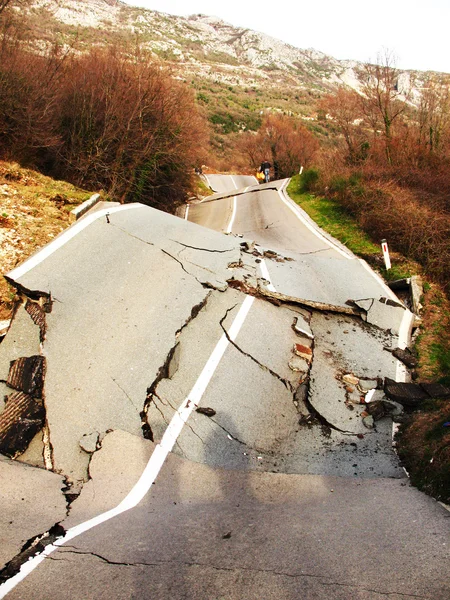 Damaged road above Budva Montenegro