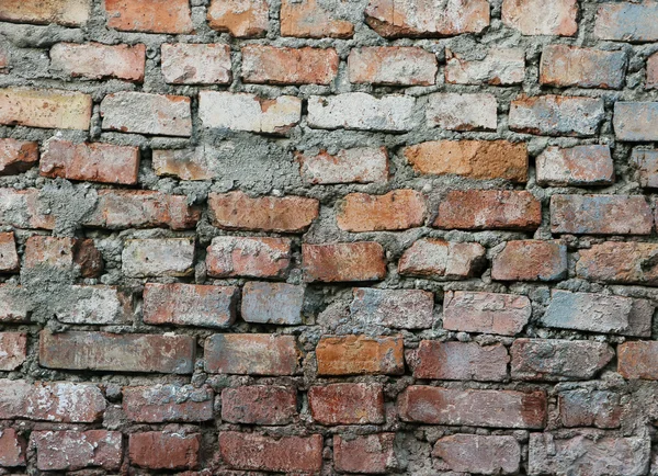 Texture of old dilapidated shabby red brick masonry of red brick