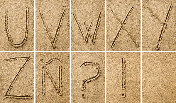 Sand writing with alphabet