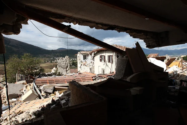 Houses destroyed by the earthquake in central italy