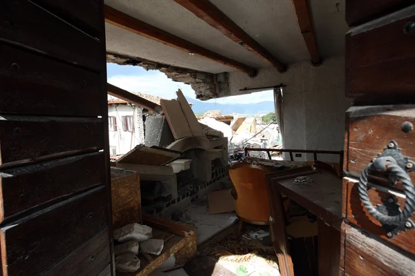 Houses destroyed by the earthquake in central italy