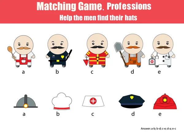 Matching children education game. Professions theme